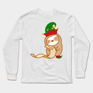 Cute Christmas Nice Elf Sloth Long Sleeve T-Shirt